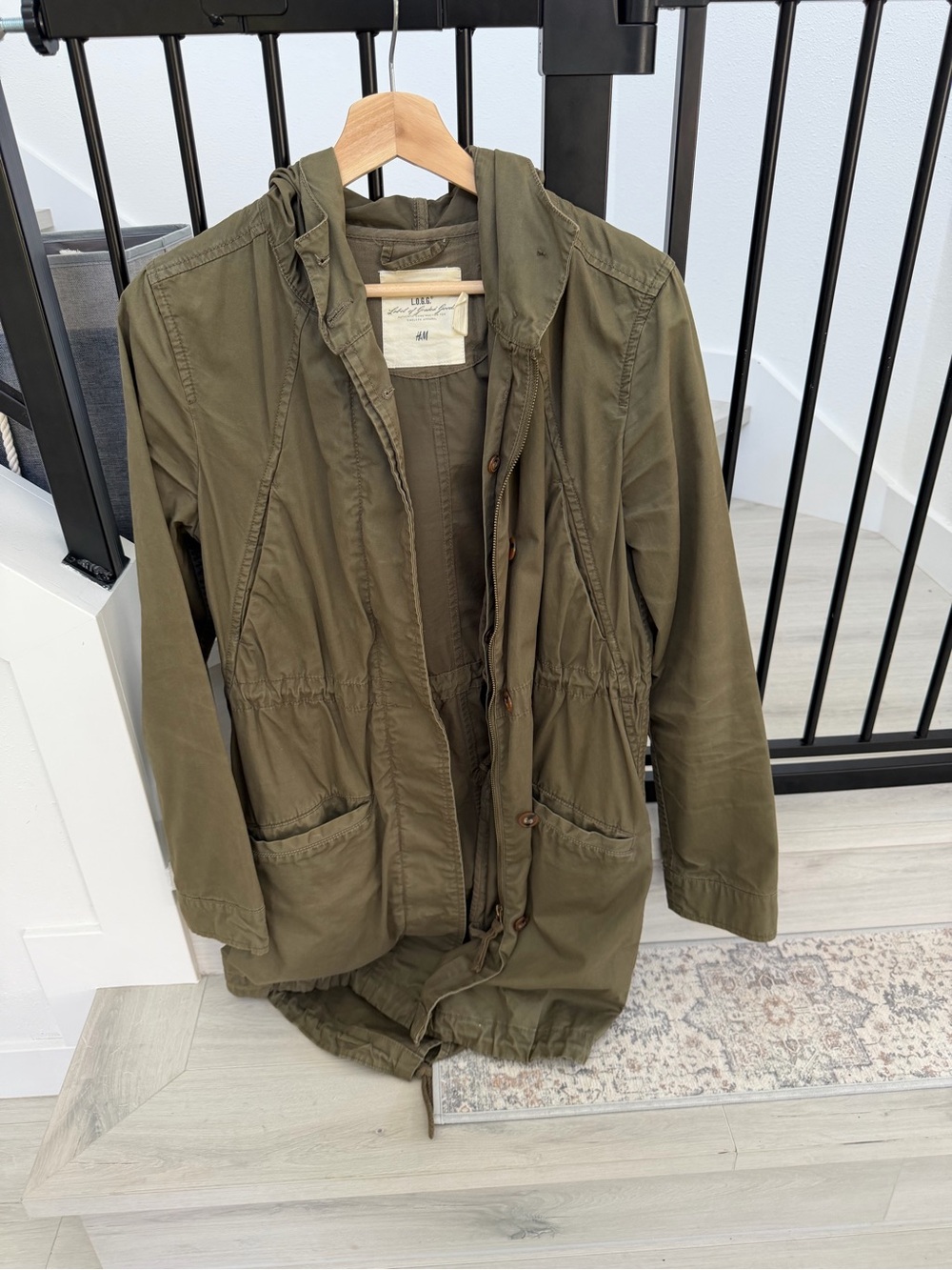 H&M Green Long Hooded Jacket